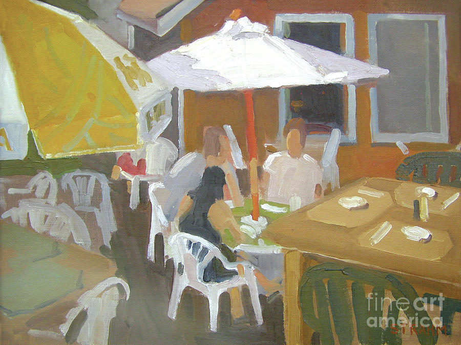 Lunch at the Aroma Cafe, Idyllwild Painting by Paul Strahm