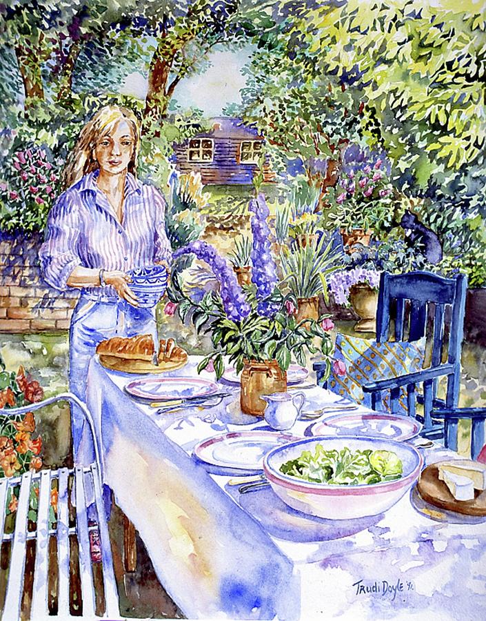 Lunch Outdoors  Painting by Trudi Doyle
