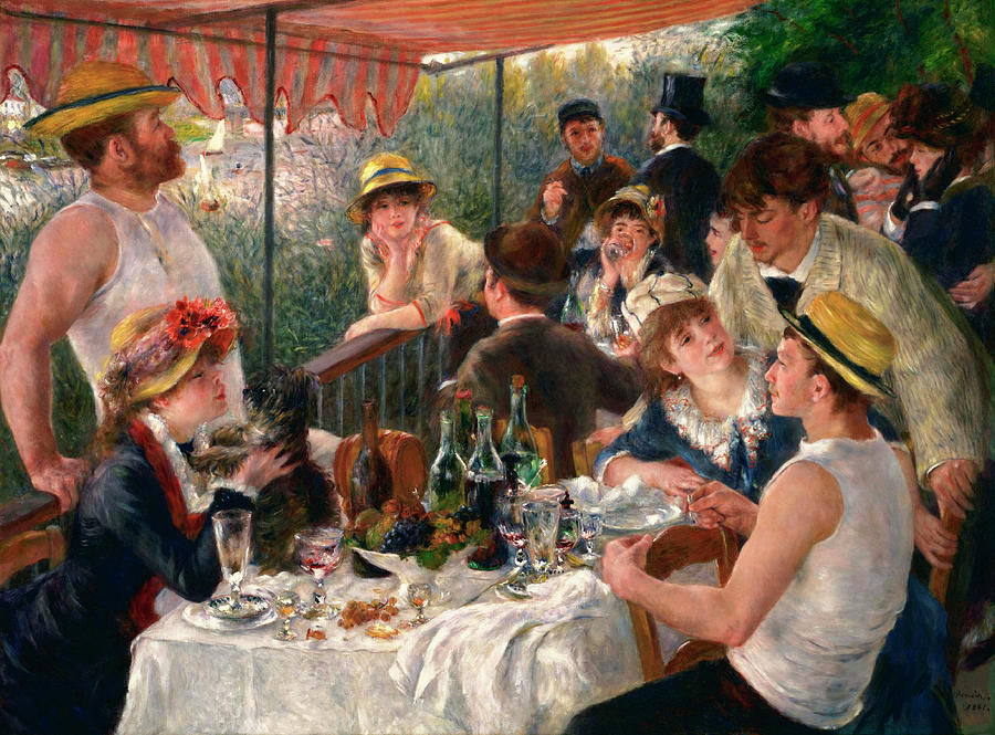 Luncheon of the Boating Party Le dejeuner des canotiers. Date/Period From 1880 until 1881. Paint... Painting by Pierre Auguste Renoir -1841-1919-