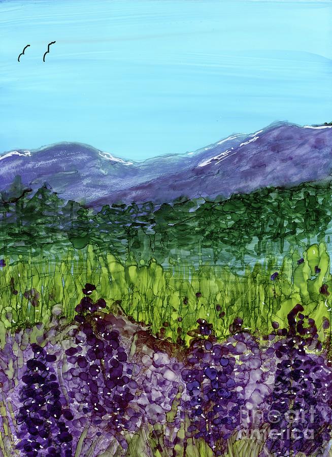 Lupine Mountain Meadow Painting by Julie Greene-Graham