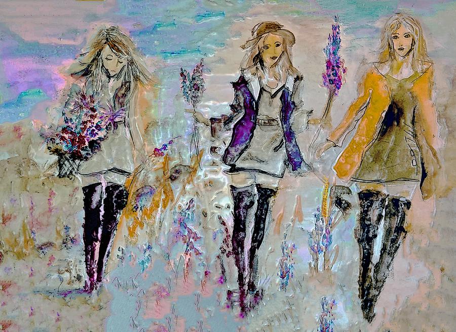 Lupine Sisters Quick Drawing Painting by Lisa Kaiser