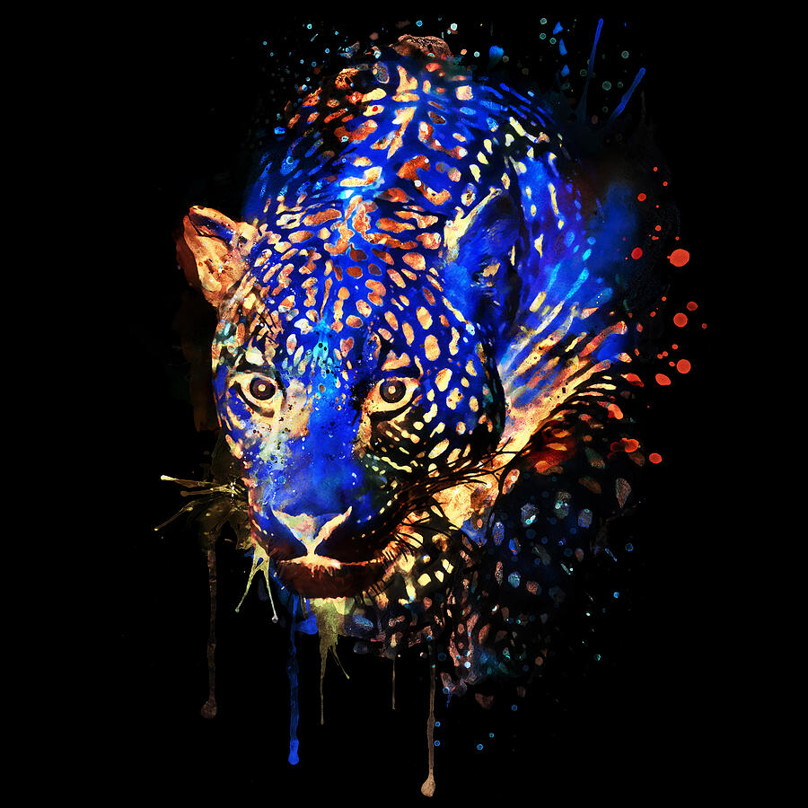 Abstract Digital Art - Lurking Leopard Reversed Colors by Marian Voicu
