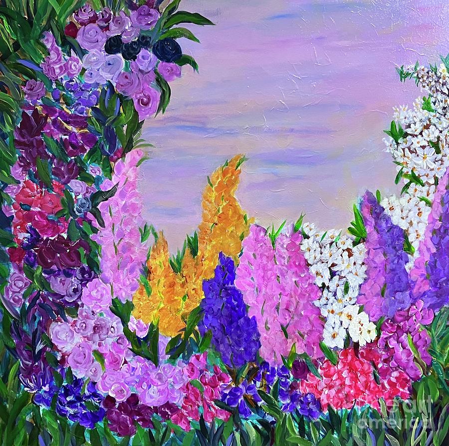 Luscious Flower Garden  Painting by Eunice Warfel