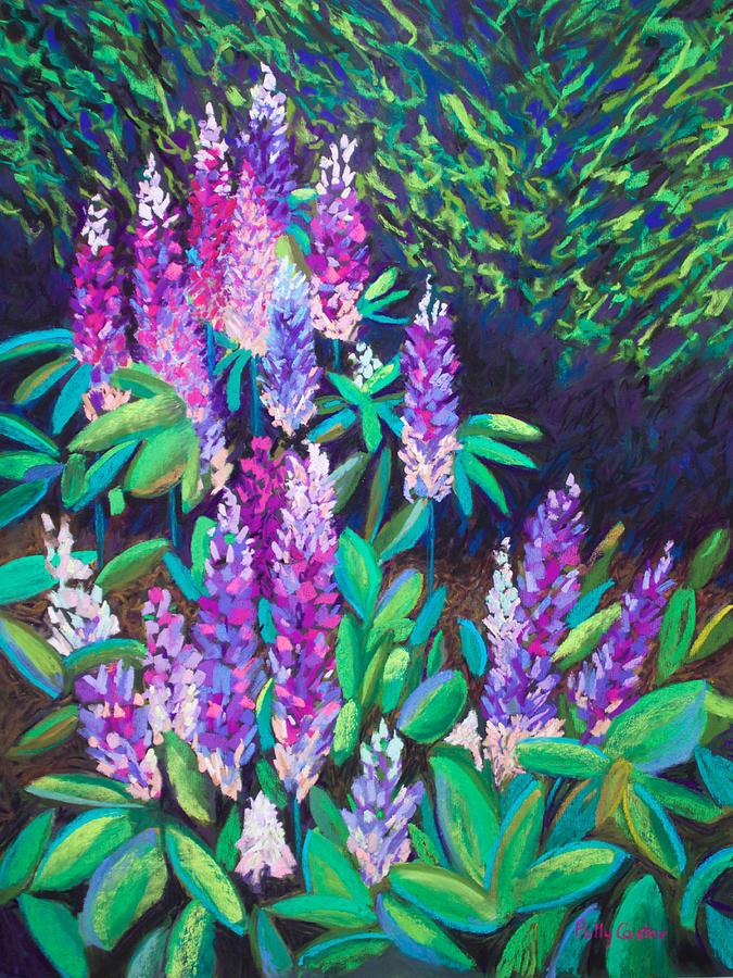 Luscious Lupines Painting by Polly Castor