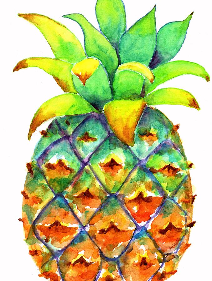 Luscious Pineapple Painting by Carlin Blahnik CarlinArtWatercolor
