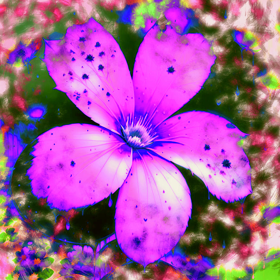 Flowers Still Life Mixed Media - Lush Bloom AI Art - Purple by Designs By Nimros