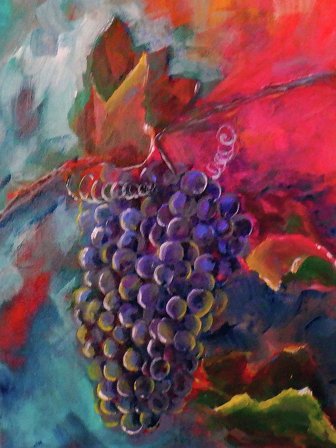 Lush Fat Grapes From The Vine Painting by Lisa Kaiser