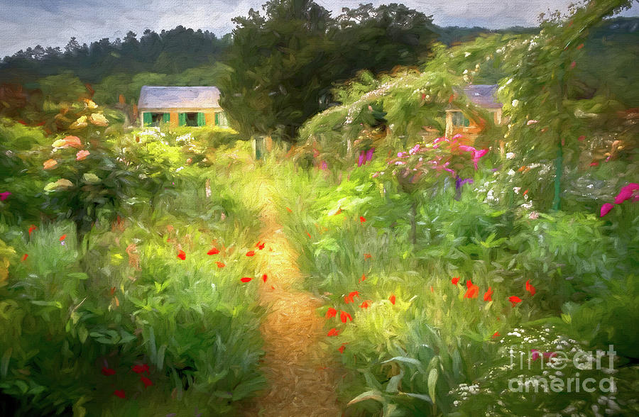 Claude Monet Photograph - Lush Garden at Claude Monets Home in Giverny, France, Painterly by Liesl Walsh