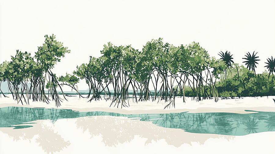 Lush Island Greens and White Sands Painting by Lourry Legarde Lush Island Greens and White Sands Painting by Lourry Legarde