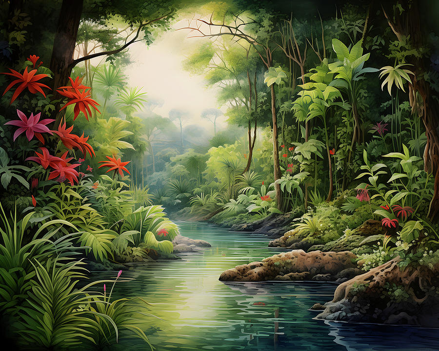 Lush Rainforest Oasis Digital Art by Chris Palmer - Fine Art America