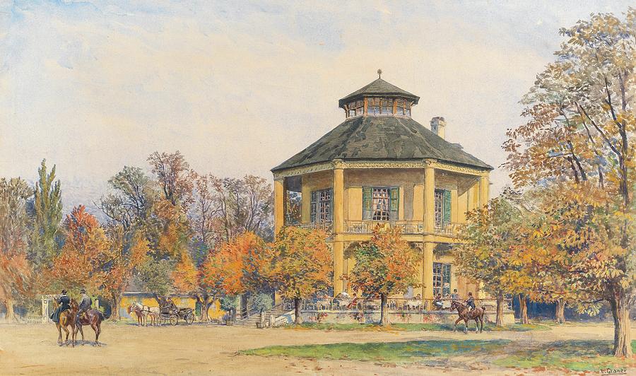 Lusthaus In The Prater, A Horseman And A Carriage Painting