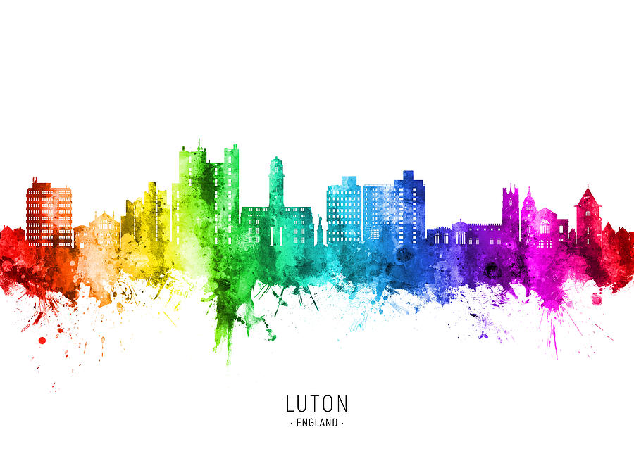Luton England Skyline #79 Digital Art by Michael Tompsett