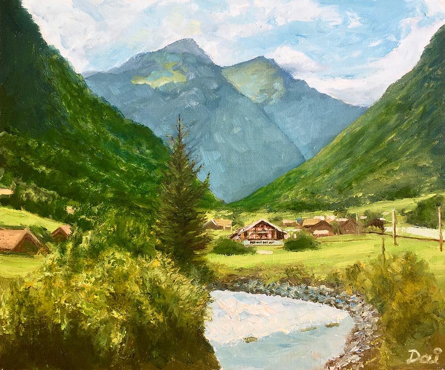 Lutschental in Switzerland Painting by Dai Wynn