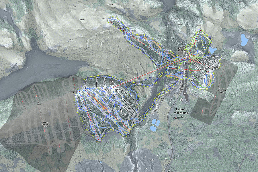 Lutsen Mountains Ski Resort Map Digital Art by Powder Addicts - Pixels