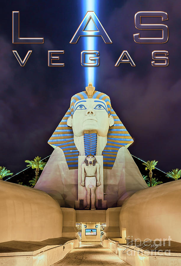 Luxor Casino Egyptian Sphinx Las Vegas Night post Card Photograph by Aloha Art