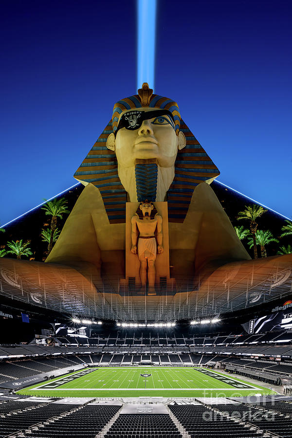 Luxor Casino Las Vegas Raiders Stadium Eye Patch on Sphinx at Dusk Photograph by Aloha Art