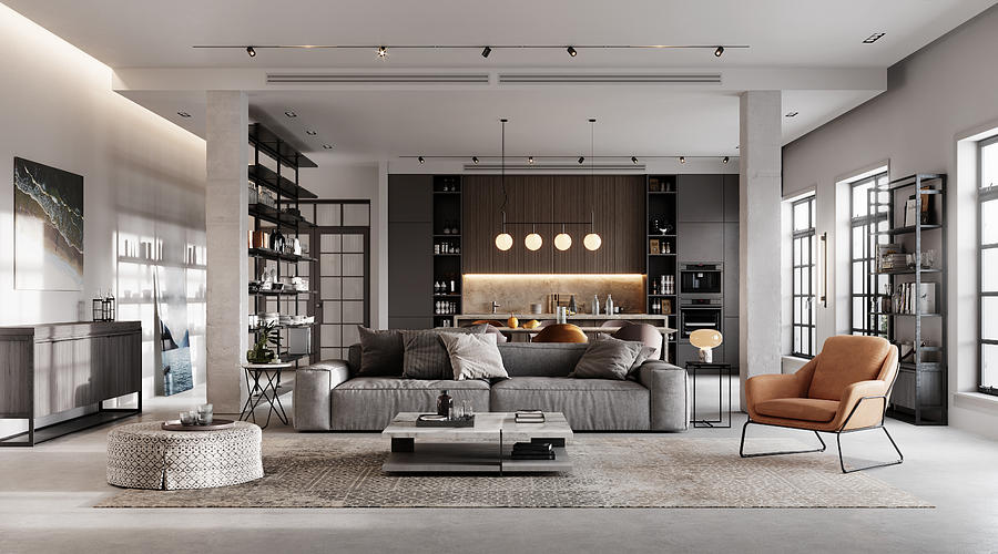 Luxurious and modern living room 3D rendering Photograph by Alvarez