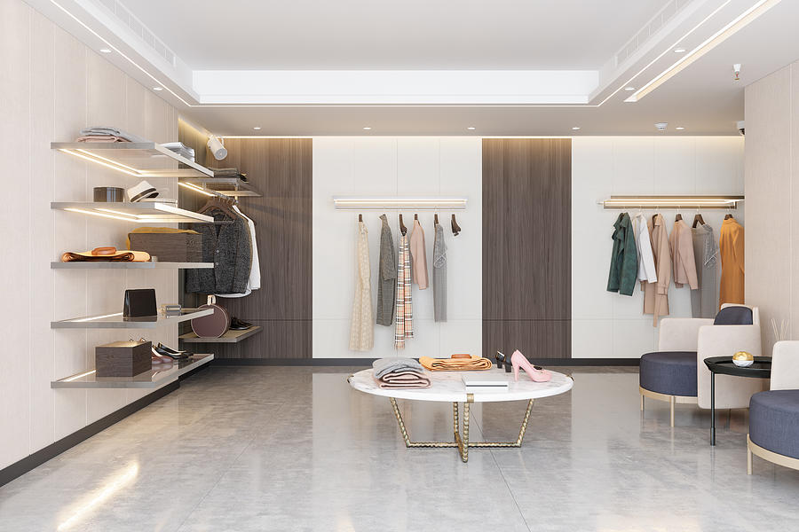 Luxury Clothing Store With Clothes, Shoes And Other Personal Accessories. Photograph by Onurdongel