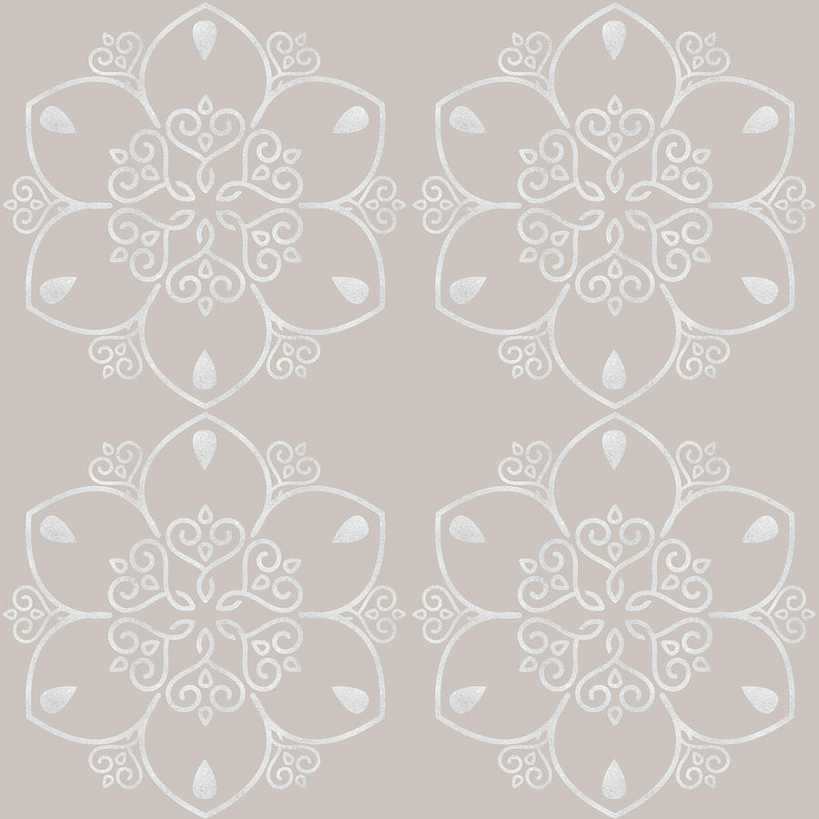 Luxury  Floral Pattern - Light Taupe Digital Art by Studio Grafiikka