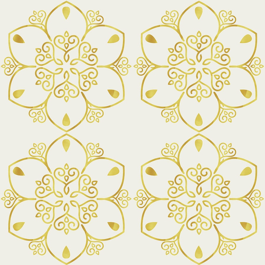 Luxury  Floral Pattern - Off White Digital Art