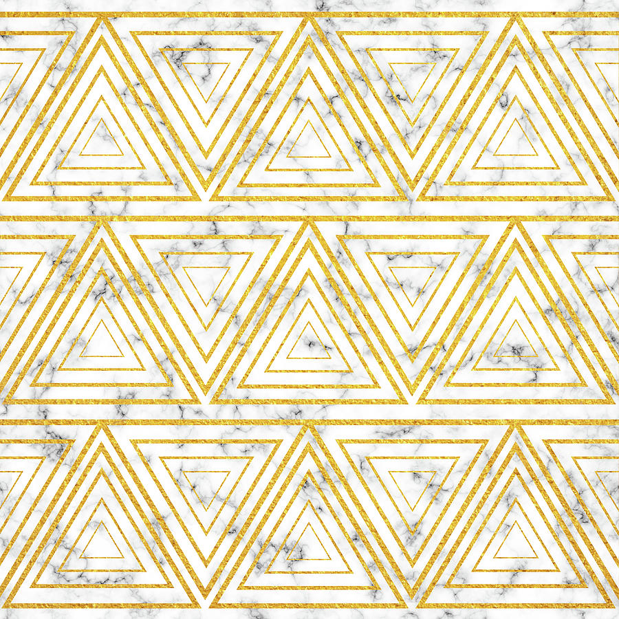 Vintage Digital Art - Luxury Geometric Triangle Pattern - Off White by Studio Grafiikka