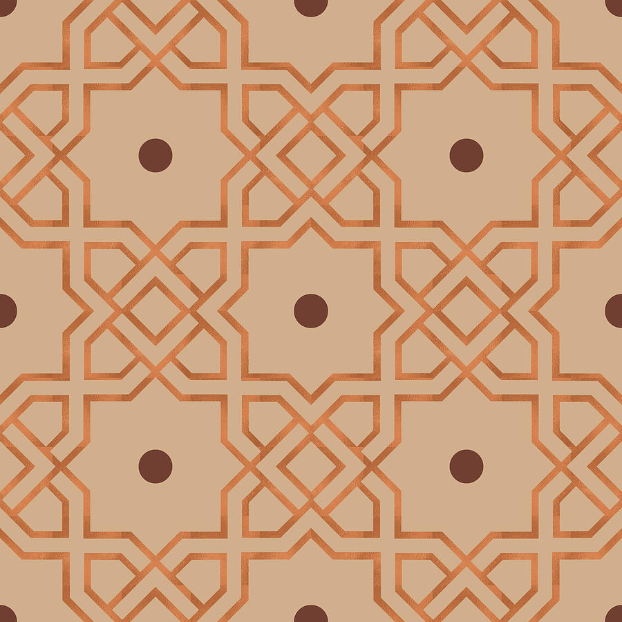 Luxury  Islamic Pattern - Light Orange Digital Art