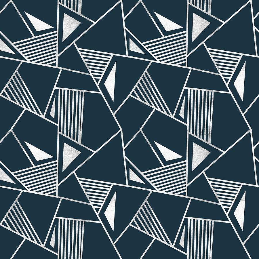 Luxury Triangle Pattern - Navy Digital Art by Studio Grafiikka