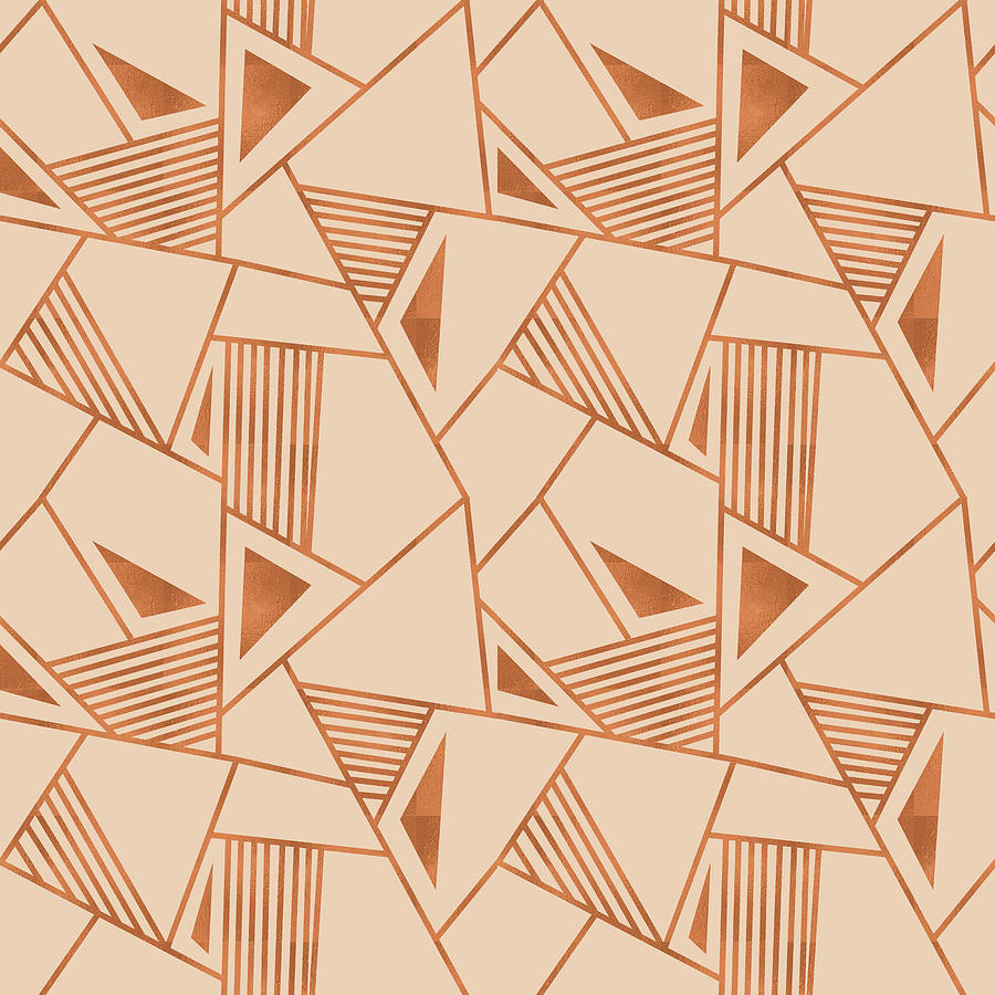 Luxury Triangle Pattern - Salmon Digital Art by Studio Grafiikka
