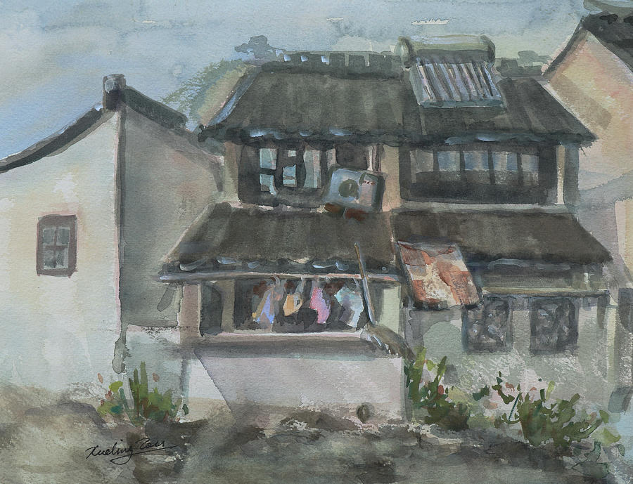Luzhi - an Ancient Canal-town by Suzhou China V Painting by Xueling Zou