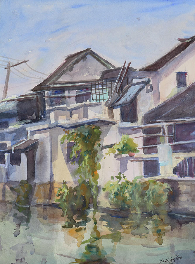Luzhi - an Ancient Canal-town by Suzhou China X Painting by Xueling Zou