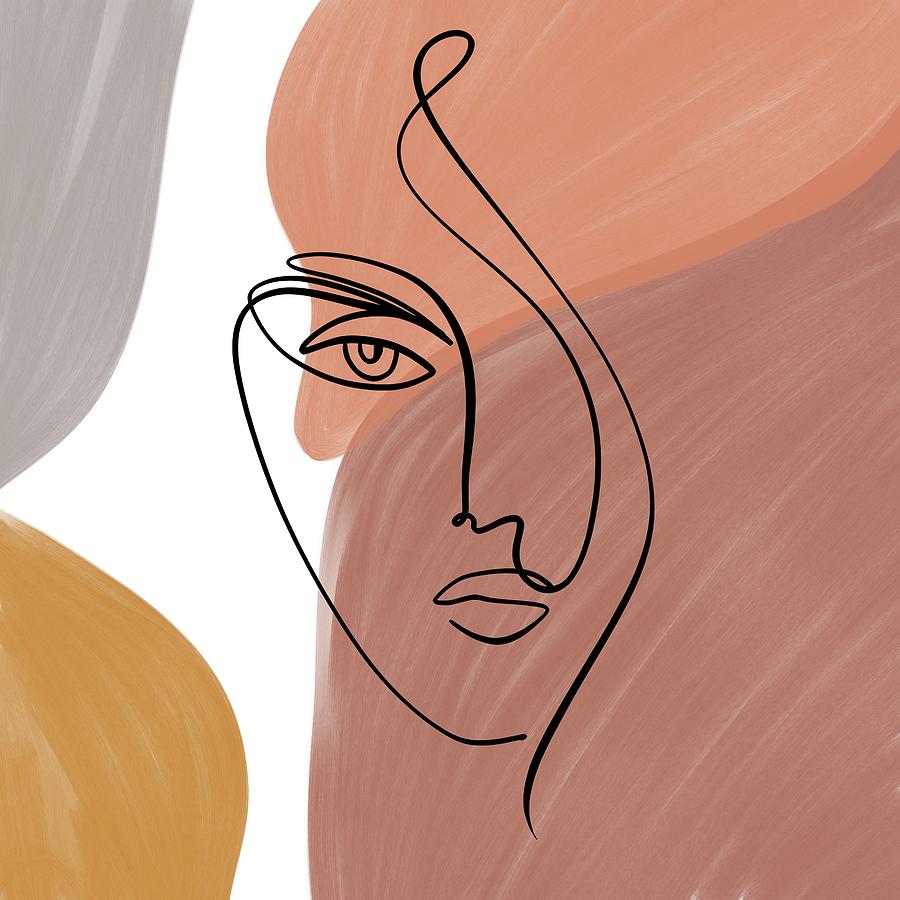 Lydia 7 - Minimal, Modern - Abstract Woman Face Painting Digital Art