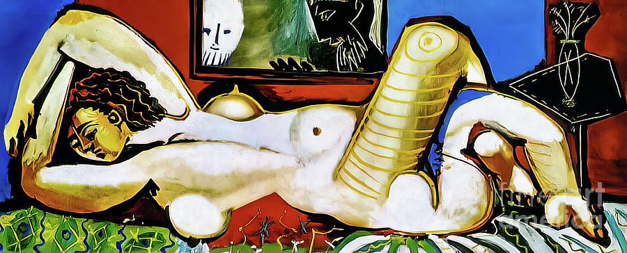 Lying Naked Woman II by Pablo Picasso 1955 Painting by Pablo Picasso