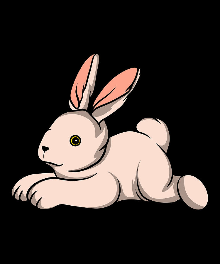 Lying white bunny cartoon drawing Digital Art by Norman W - Pixels