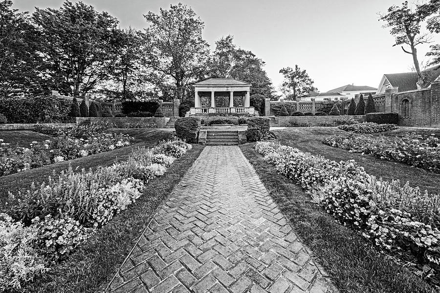 Lynch Park Flower Lined Pathway Beverly MA Black and White Photograph by Toby McGuire