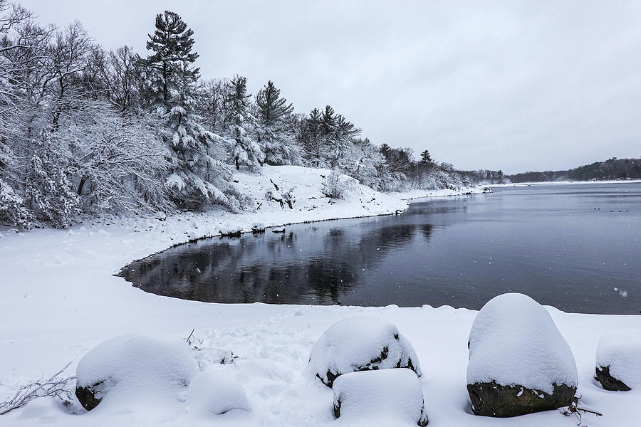 Lynn Woods Winter Snow Lynn MA Breeds Pond Photograph by Toby McGuire