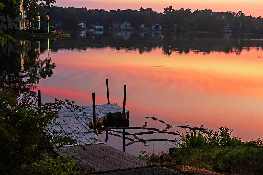 Lynnfield Massachusetts Pillings Pond Sunset Rotary Park Dock Photograph by Toby McGuire