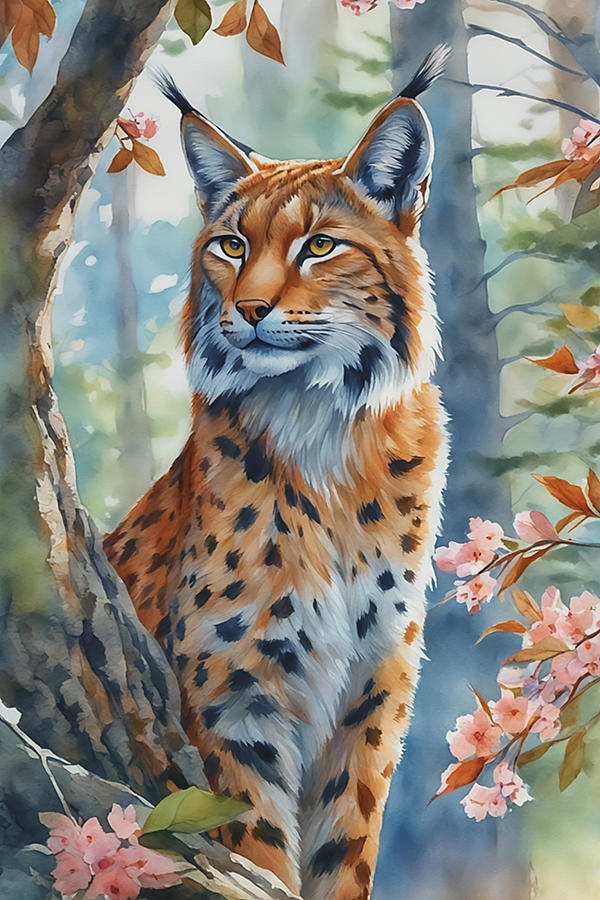 Spring Digital Art - Lynx  by Manjik Pictures