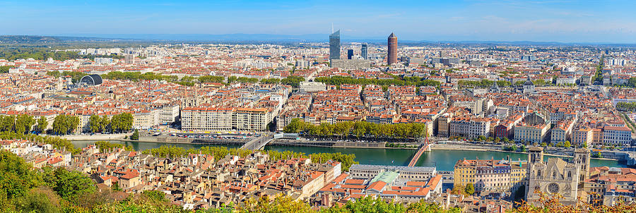 Lyon city panorama from above Photograph by Syolacan