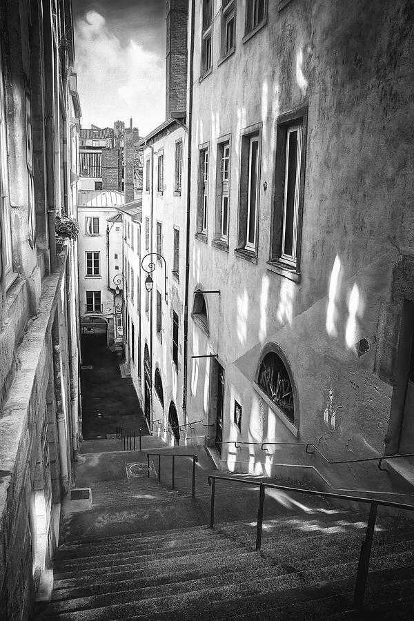 Lyon France Passage Thiaffait Black and White  Photograph by Carol Japp