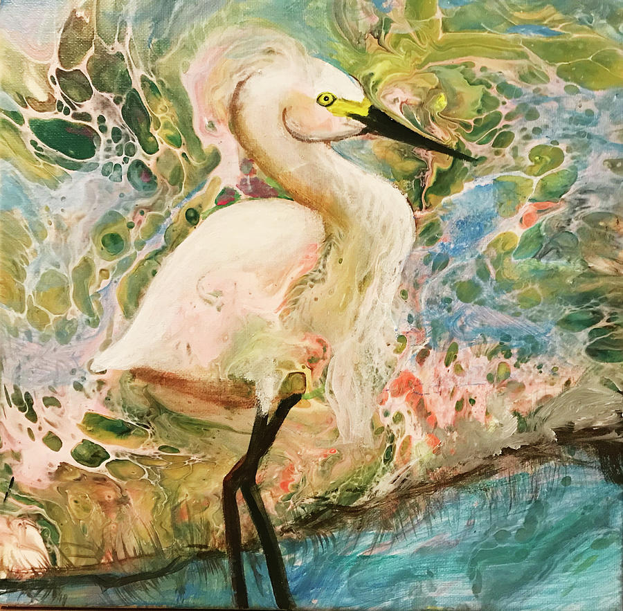 Lyric Great Egret Painting by Sylvia Brallier