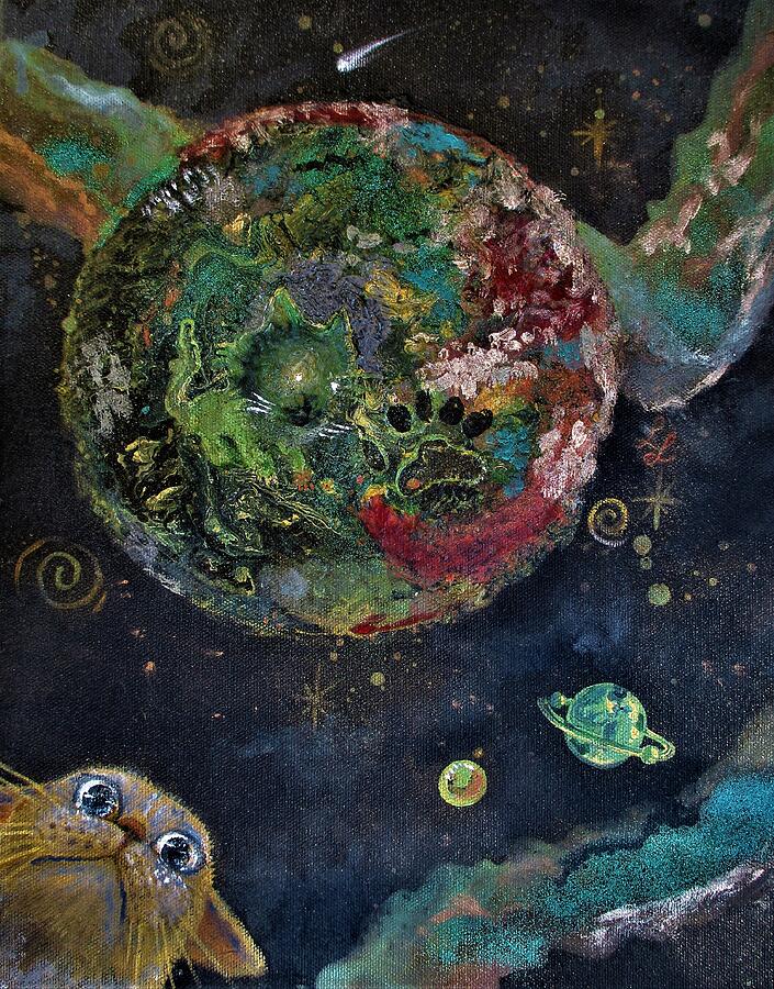 Cat Astrophe On Planet PURRTH Painting by Lynn Raizel Lane