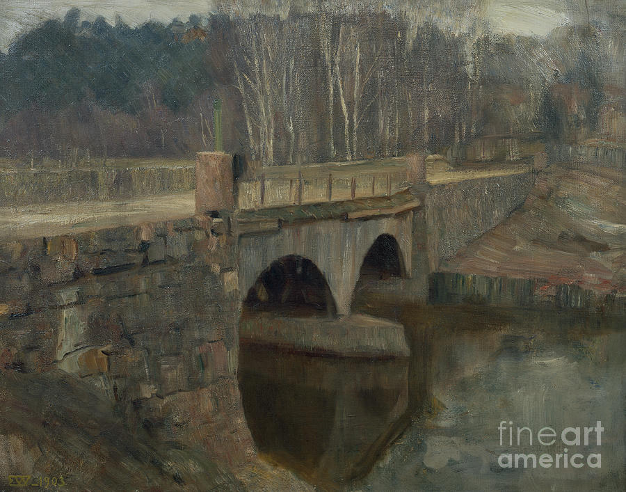 Lysaker bridge, 1903 Painting by O Vaering by Erik Werenskiold