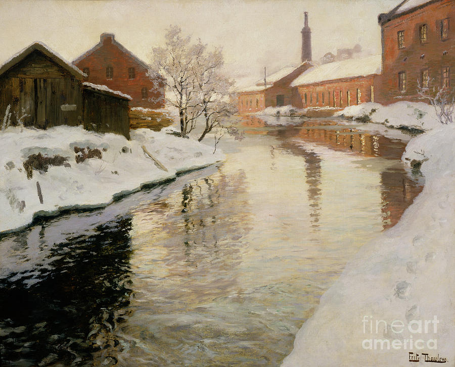 Lysaker river, 1901 Painting by O Vaering by Frits Thaulow