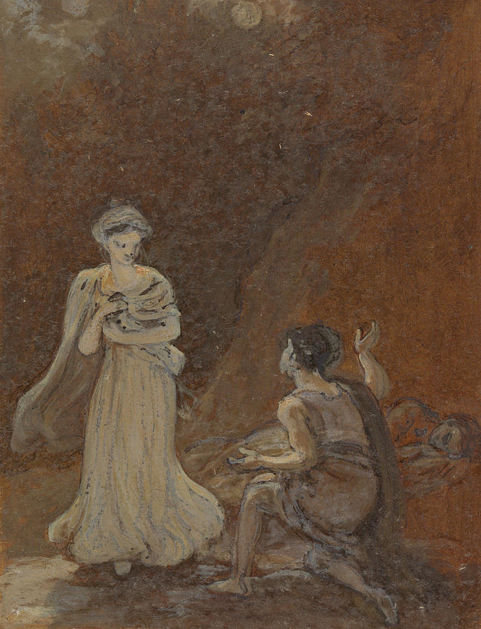 Lysander Awakening to See Helena Drawing by Robert Smirke