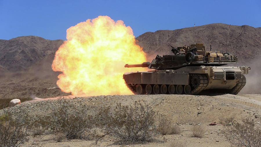 M 1 Abrams Tank Firing Mixed Media