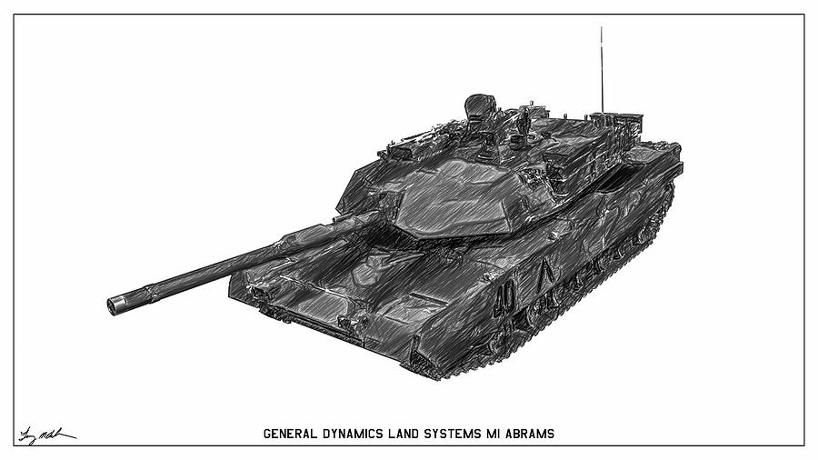 M1 Abrams Tank - Sketch Digital Art by Tommy Anderson