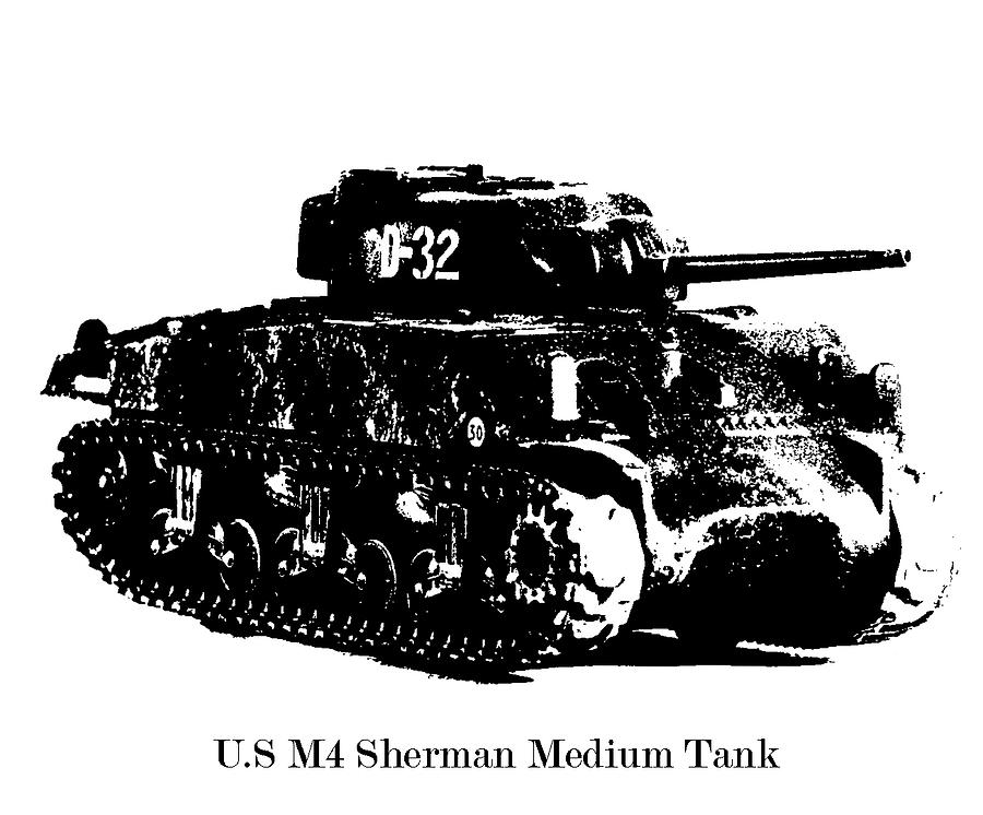 M4 Sherman Medium Tank Digital Art by Doug Schiefer