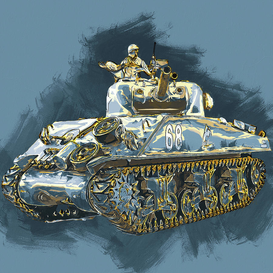 M4 Sherman Tank - 07 Painting by AM FineArtPrints - Fine Art America