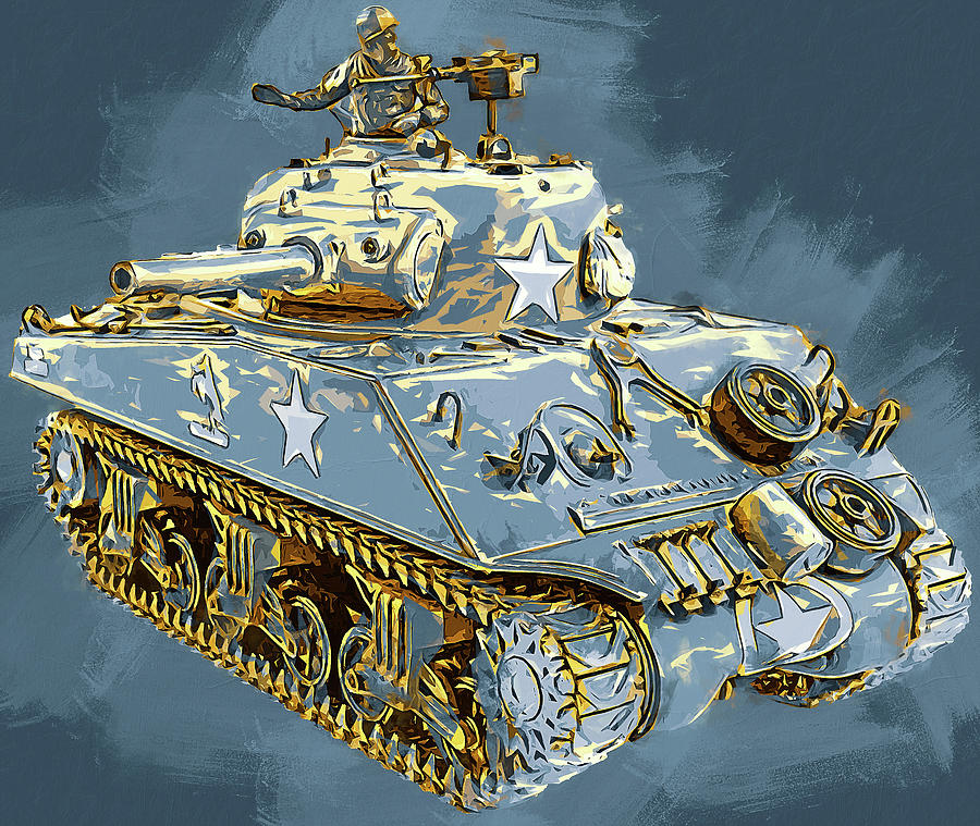 M4 Sherman Tank - 09 Painting by AM FineArtPrints - Fine Art America