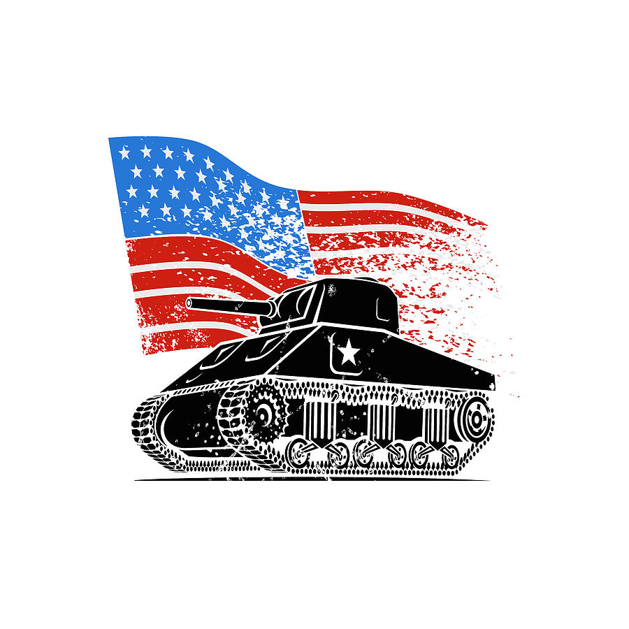 Tank, Panzer, Challenger, Army, WW2 'M4 Sherman' T-Shirt 